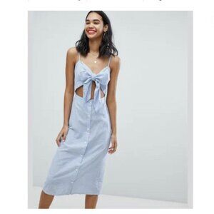 Missguided Tie Front Button Down Strappy Midi Dress size 8 US (fits 6 US)